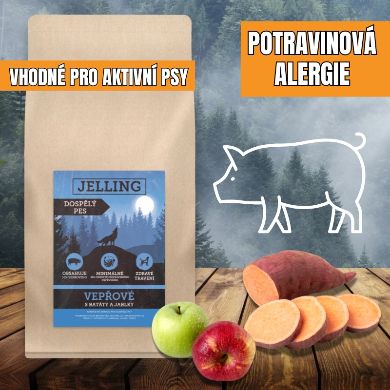 VEPŘOVÉ S BATÁTY A JABLKY - DOSPĚLÝ PES STŘEDNÍHO PLEMENE